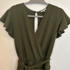 Charlotte Russe ruffle sleeve olive green jumpsuit